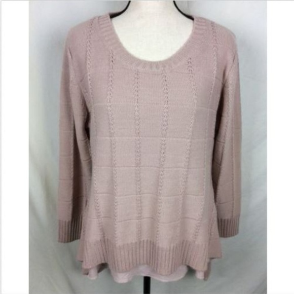 Simply Couture Wool Blend Sweater Faux Layered